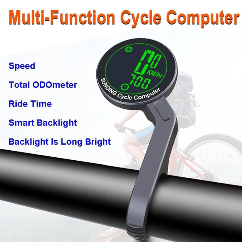SunDing Wireless Bicycle Computer 16 Functions Waterproof Automatic Backlight Sensor Bike Speedometer Bicycle Odometer Stopwatch with Remote Control for MTB Road Cycle — view 3