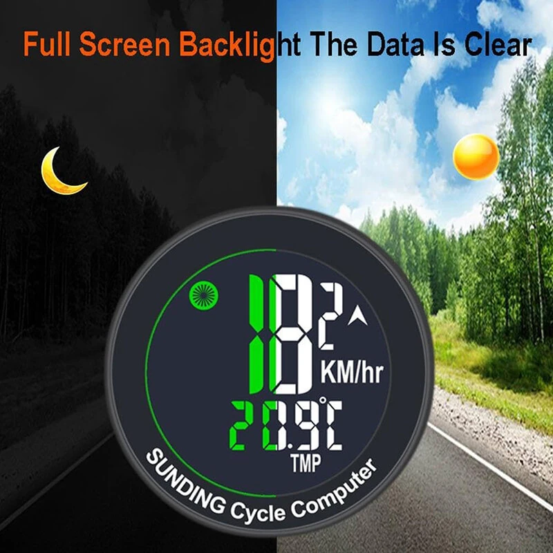 SunDing Wireless Bicycle Computer 16 Functions Waterproof Automatic Backlight Sensor Bike Speedometer Bicycle Odometer Stopwatch with Remote Control for MTB Road Cycle — view 5