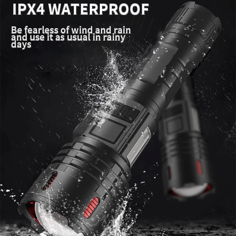Super Bright Flashlight COB Side Light XHP70 30W LED USB-C with 26650 Battery 16000 Lumen Outdoor Emergency 6 Modes Zoomable Torch — view 7