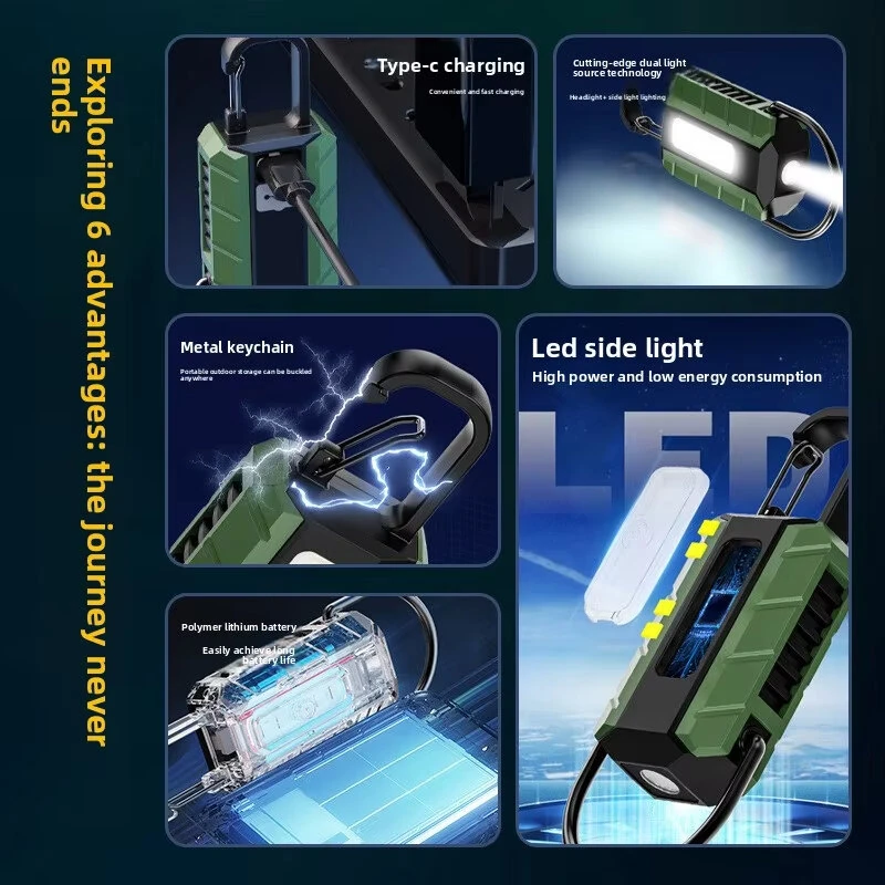 Super Bright Lightweight Keychain Flashlight Rechargeable Multi-Functional Magnetic Mini Work Light for Outdoor Camping & Portable Daily Use — view 4
