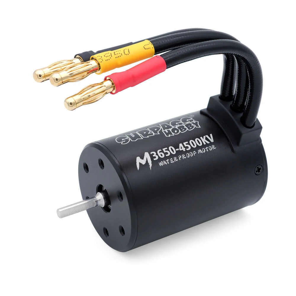 SURPASS HOBBY M3650 M3660 3.175mm Shaft 4.0mm Gold-Plated Connectors All-Black Waterproof Brushless Motor for 1/10 RC Car Models — view 4