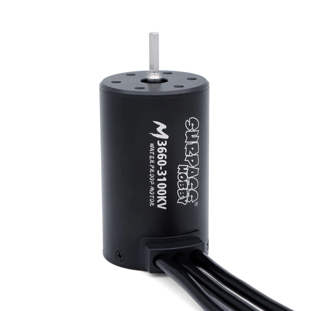 SURPASS HOBBY M3650 M3660 3.175mm Shaft 4.0mm Gold-Plated Connectors All-Black Waterproof Brushless Motor for 1/10 RC Car Models — view 7