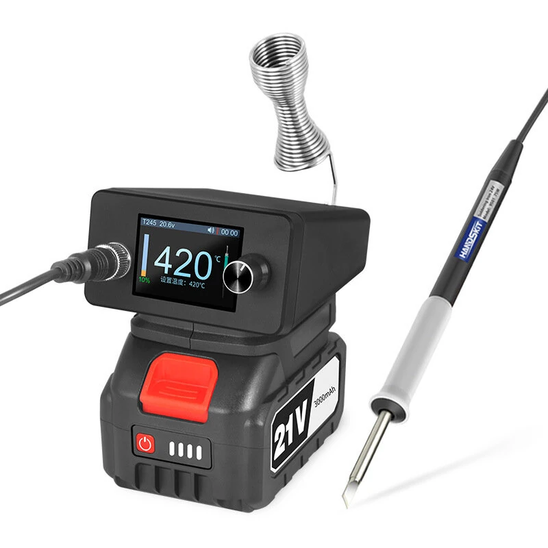 T12 Portable Wireless Soldering Station 75W Fast Heating Adjustable Temperature 100-450°C Rechargeable Lithium Battery T12 Soldering Handle and Tip Included — view 2