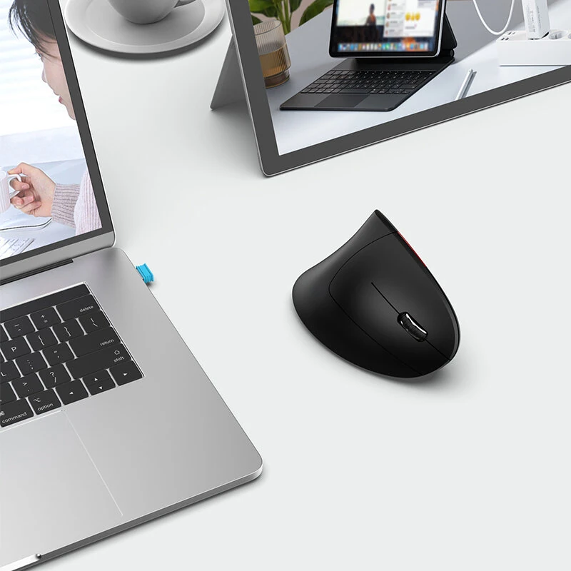 T22 bluetooth 5.1 Wireless Vertical Mouse Dual Mode Ergonomics 2.4G Wireless RGB Lighting Silent Click 800-2400DPI Gaming Type-C Fast Charge Gamer Mice — view 7