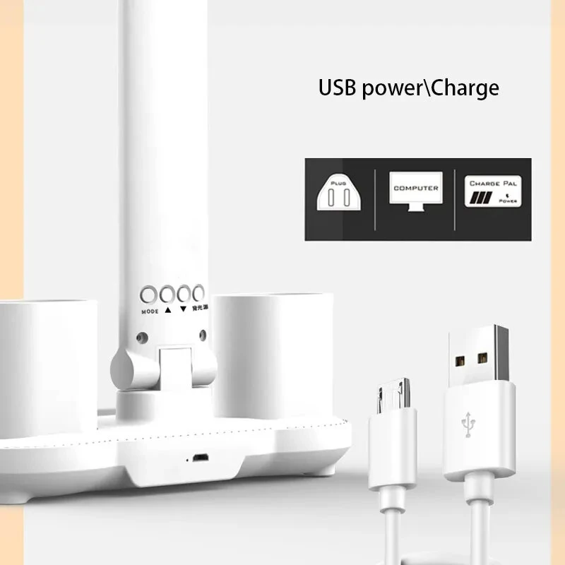 Table Lamp LED Double-headed Multifunction Foldable Touch With Calendar Clock USB Desk Lamp For Bedroom Bedside Reading Light — view 6