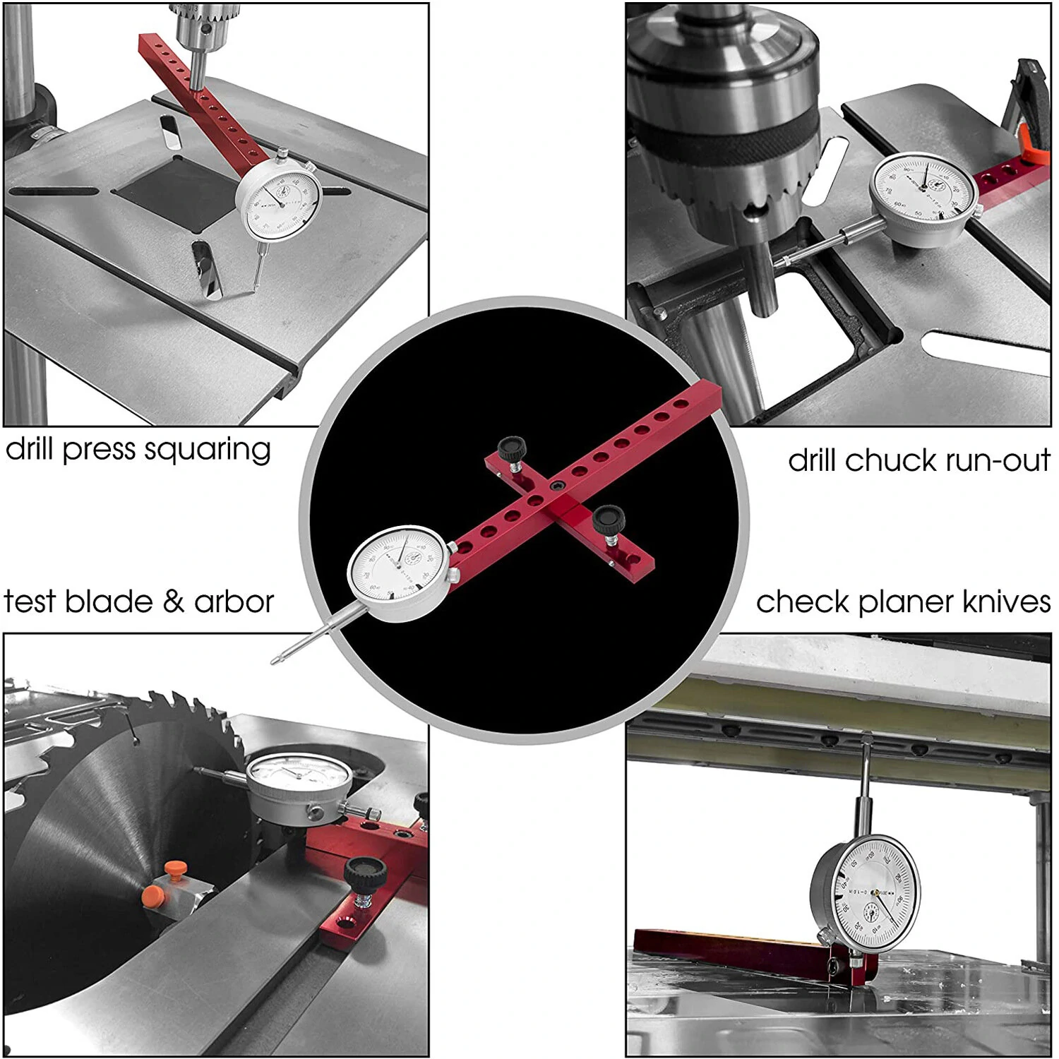 Table Saw Dial Indicator Gauge Tool with 22 Dial Indicator Tips Alignment System A-Line It Basic Kit Saw Table Aligning and Calibrating Machinery — view 5