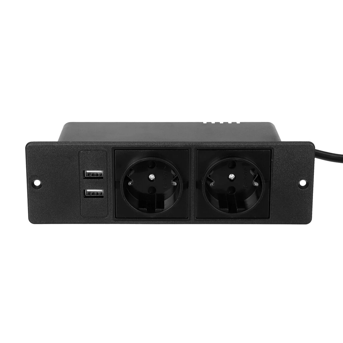 Table Socket with 2 USB 2 Sockets Built-in Socket 2-Way Installation Power Strip with 2 Screws for Kitchen Furniture or Worktops Recessed Socket 1.8 Cable16 A/3500 W — view 7