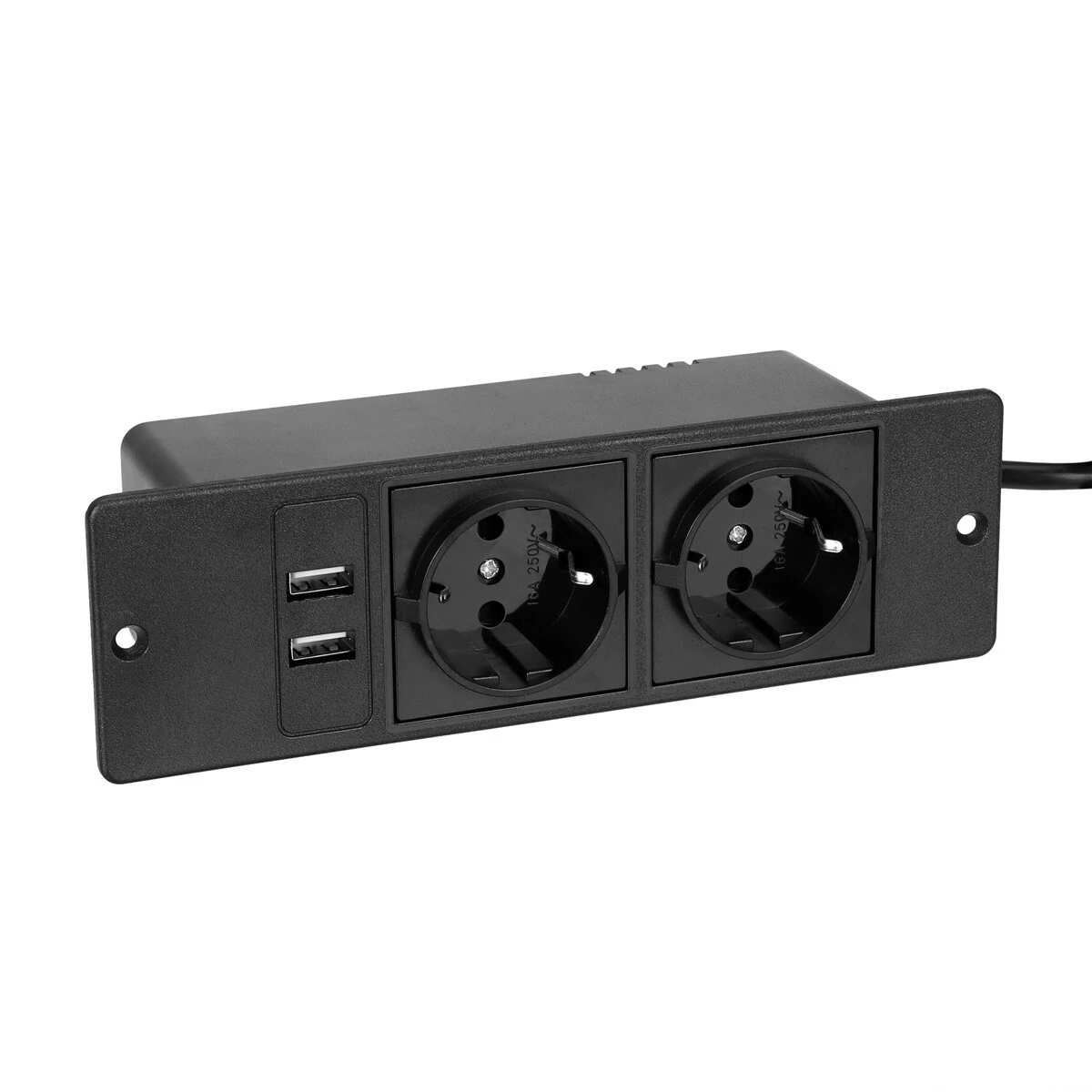 Table Socket with 2 USB 2 Sockets Built-in Socket 2-Way Installation Power Strip with 2 Screws for Kitchen Furniture or Worktops Recessed Socket 1.8 Cable16 A/3500 W — view 8