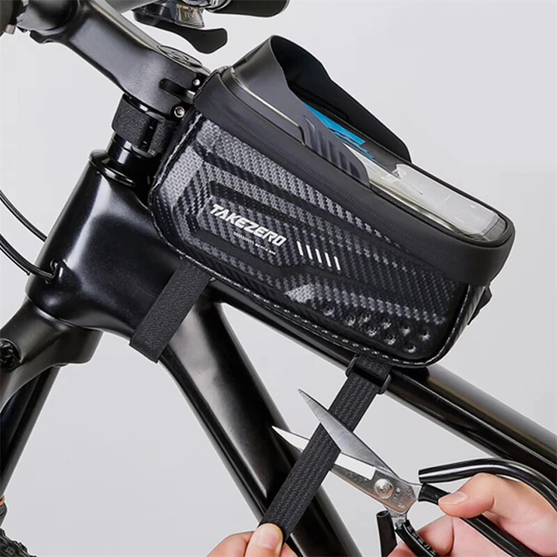 TAKEZERO 1L Bicycle Bag Waterproof Bike Phone Holder Frame Front Tube Cycling Bag Phone Case Support for 4.7-6.8 Inch Touch Screen Smartphones — view 4