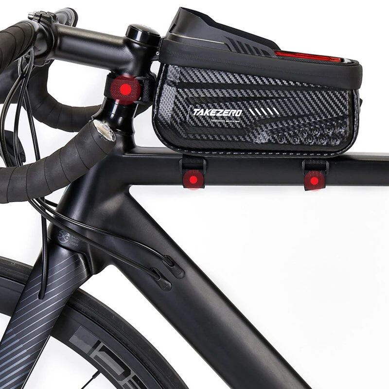 TAKEZERO 1L Bicycle Bag Waterproof Bike Phone Holder Frame Front Tube Cycling Bag Phone Case Support for 4.7-6.8 Inch Touch Screen Smartphones — view 9