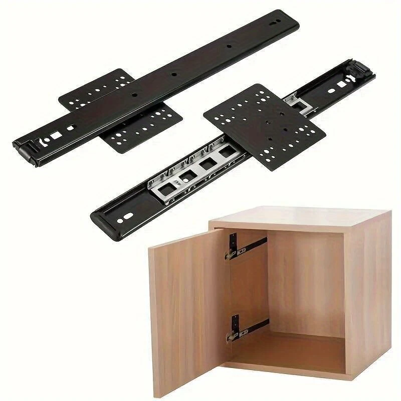 Telescopic Concealed Side Insert Swivel Slides 12 Inch Chrome Plated Steel Smooth Sliding Heavy Duty Cabinet Door Rails Furniture Hardware Quiet Anti Collision Design 12kg Load — view 3