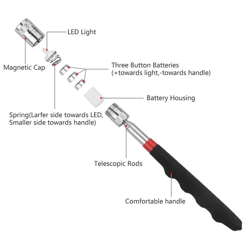 Telescopic Magnetic Pen Metalworking Handy Tool Magnet Capacity for Picking Up Nut Bolt Adjustable Pickup Rod Stick Mini Pen — view 3