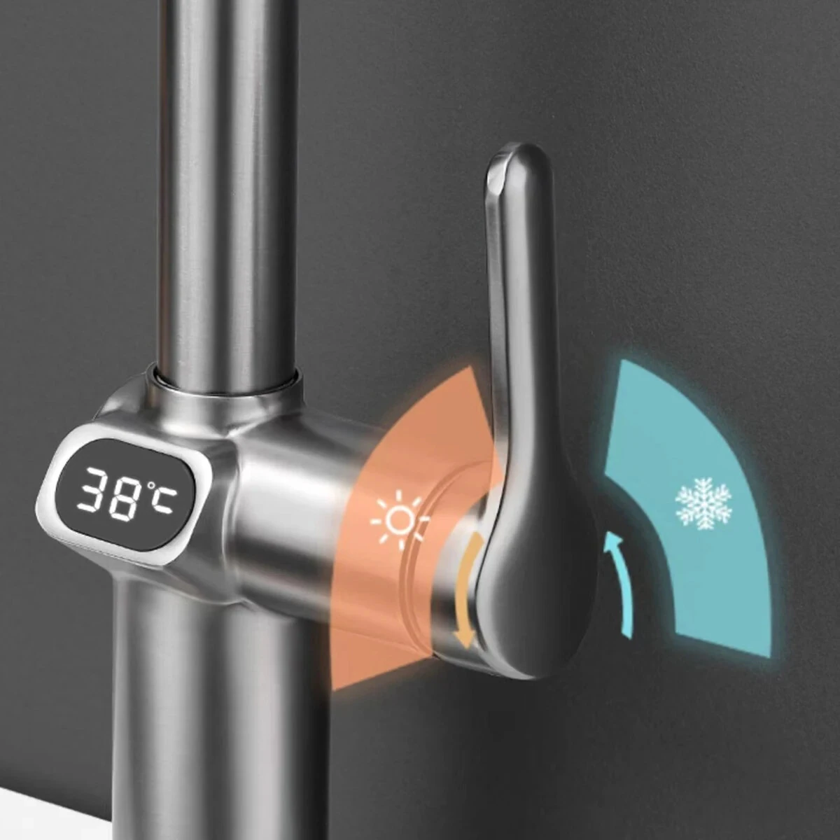 Temperature Digital LCD Display Pull Out Faucet Kitchen Single Handle Kitchen Sink Rotation Mixer Sprayer Hot And Cold Water Taps — view 8