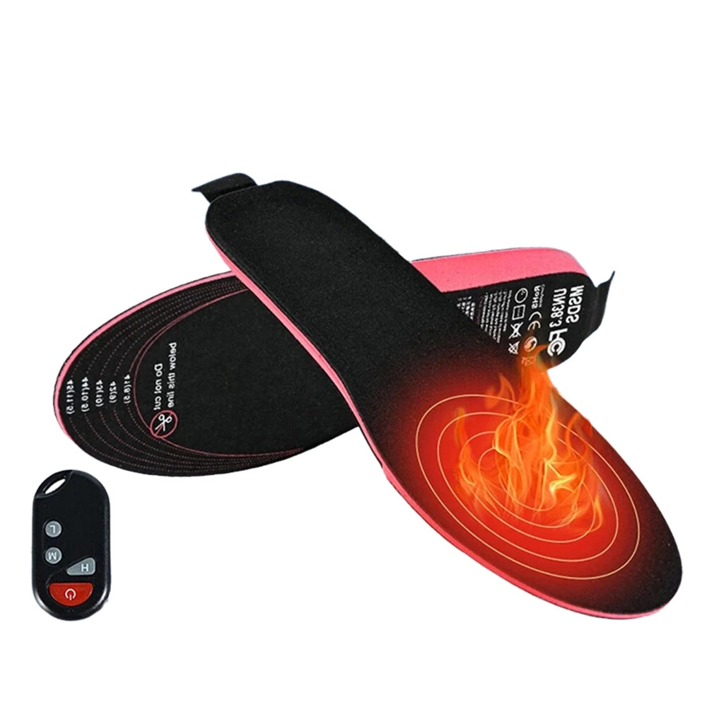 TENGOO 1 Pair EVA Unisex Electric Heated Insoles Wireless Remote Control Thermal Rechargeable Smart Heating Warm Pad for Winter Sports