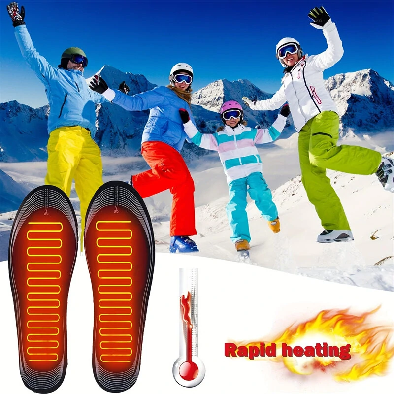 TENGOO 1Pair Electric Heated Insoles Croppable Thermal Comfortable USB Rechargeable Insoles for Winter Outdoor Skiing — view 4