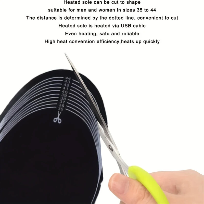 TENGOO 1Pair Electric Heated Insoles Croppable Thermal Comfortable USB Rechargeable Insoles for Winter Outdoor Skiing — view 5