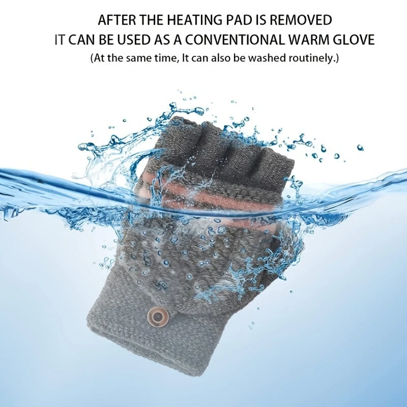 TENGOO 1pair Heated Gloves Mittens Knitting Fingerless Comfortable Winter Gloves for Indoor or Outdoor Man Women — view 6
