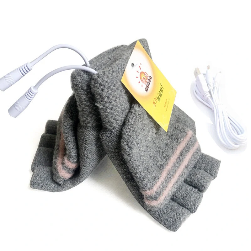 TENGOO 1pair Heated Gloves Mittens Knitting Fingerless Comfortable Winter Gloves for Indoor or Outdoor Man Women — view 7