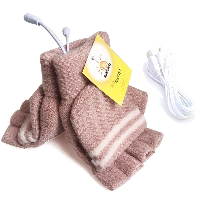 TENGOO 1pair Heated Gloves Mittens Knitting Fingerless Comfortable Winter Gloves for Indoor or Outdoor Man Women — view 8