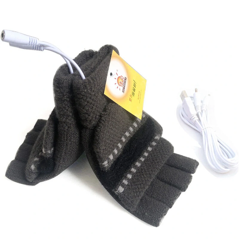 TENGOO 1pair Heated Gloves Mittens Knitting Fingerless Comfortable Winter Gloves for Indoor or Outdoor Man Women — view 9