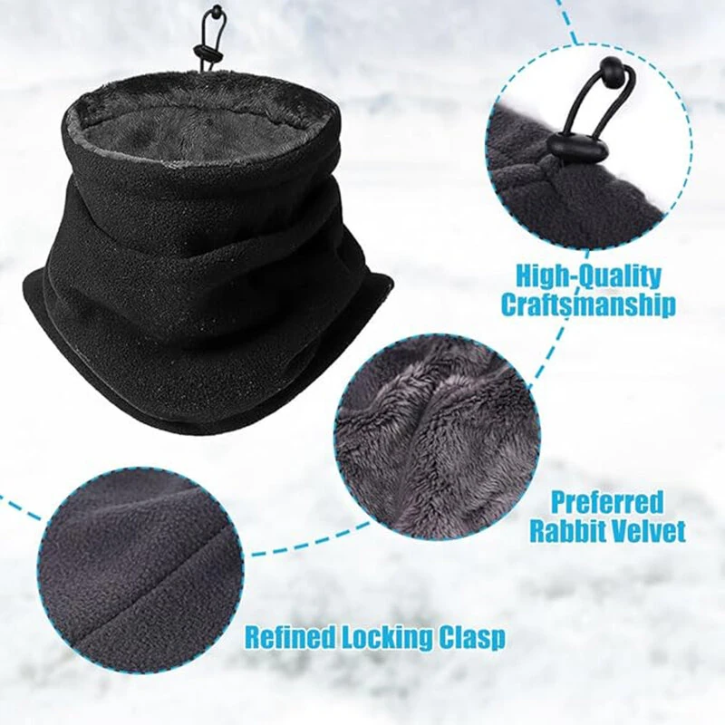 TENGOO 1pc Winter Thickened Fleece Outdoor Cycling Scarf, Warm Neck Gaiter, Windproof Dust Mask, Polar Fleece Neck Cover — view 3