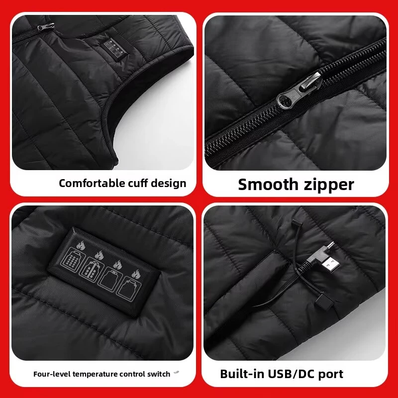 TENGOO 26 Zones Electric Heated Vest for Women Men USB Charging Intelligent Constant Temperature Lightweight Warm  Sleeveless Heating Clothing — view 4
