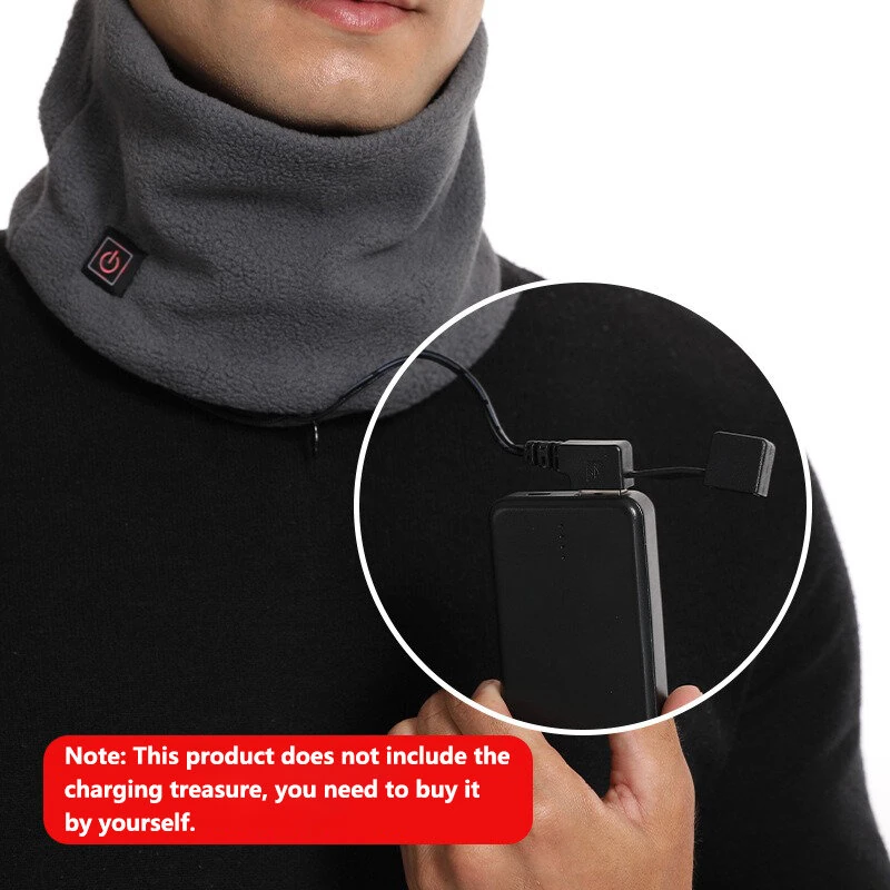 TENGOO 3 Gears Electric Heating Scarf Adjustable Intelligent Winter USB Rechargeable Neck Cold Protection Warm Scarf for Men Women (Battery not included) — view 5