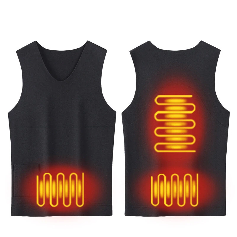 TENGOO 3-Zone Intelligent Electric Heating Seamless Vest for Men Women Fleece-Lined Thermal Underwear Base Layer Body Self Heating Warm Clothes(No Power Bank)