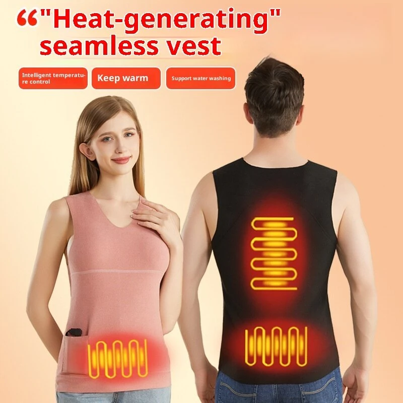 TENGOO 3-Zone Intelligent Electric Heating Seamless Vest for Men Women Fleece-Lined Thermal Underwear Base Layer Body Self Heating Warm Clothes(No Power Bank) — view 3