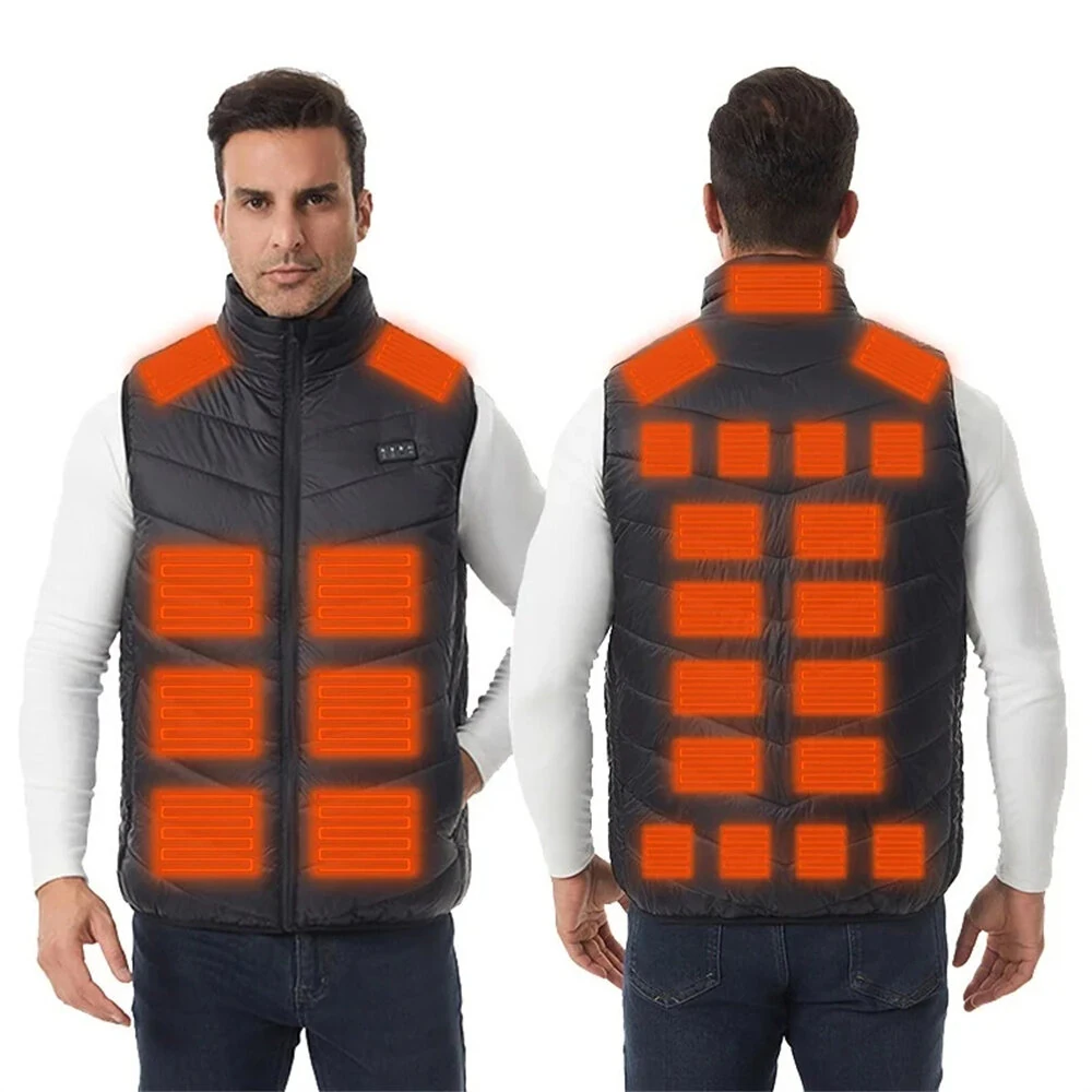 TENGOO 4 Control 27 Zone Heating Vest Men Women Electric Constant Temperature Control Winter Warm Heated Sleeveless Jacket (Not Included The Power Bank)