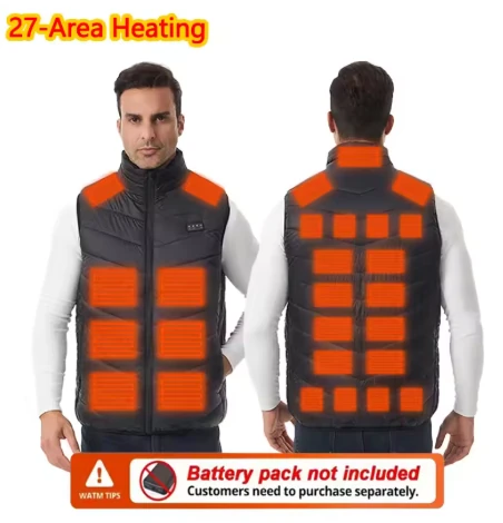TENGOO 4 Control 27 Zone Heating Vest Men Women Electric Constant Temperature Control Winter Warm Heated Sleeveless Jacket (Not Included The Power Bank) — view 3