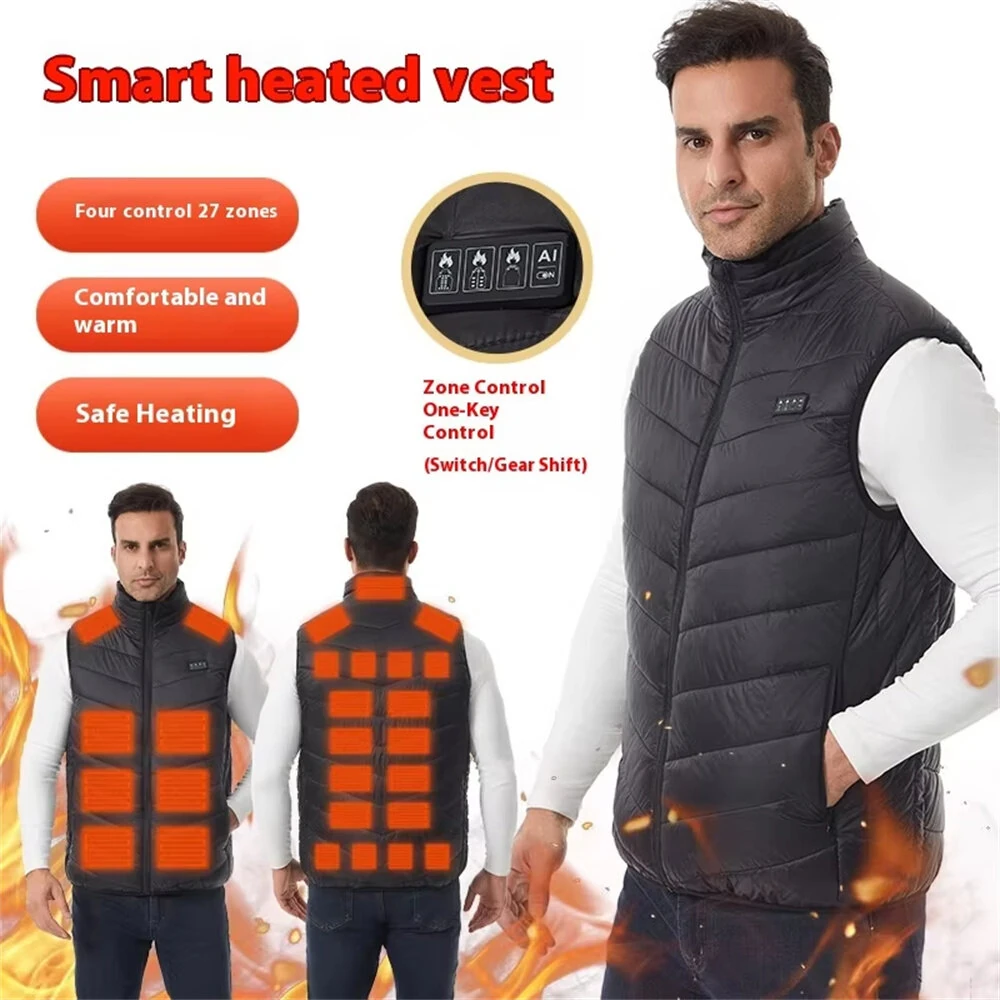 TENGOO 4 Control 27 Zone Heating Vest Men Women Electric Constant Temperature Control Winter Warm Heated Sleeveless Jacket (Not Included The Power Bank) — view 4