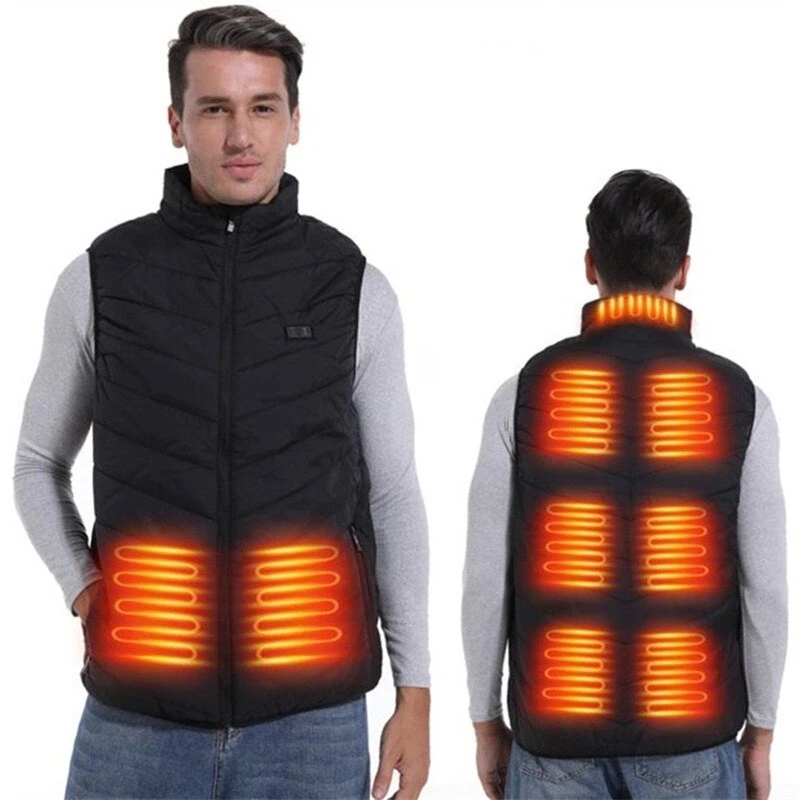 TENGOO 9 Areas Electric Heated Vest for Men Women Washable Outdoors Winter Warm 2-control Heating Clothing — view 3