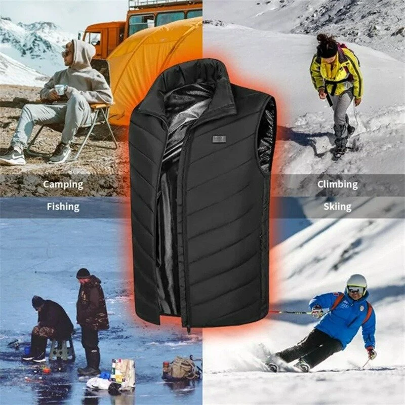 TENGOO 9 Areas Electric Heated Vest for Men Women Washable Outdoors Winter Warm 2-control Heating Clothing — view 4