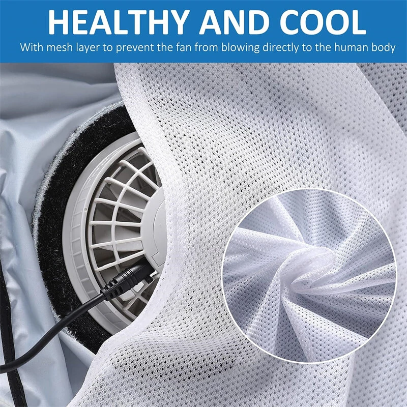 TENGOO Air Conditioning Clothing Vest Three Wind Speeds Heatproof Cooling Clothing USB Charging Sun Protection Continuous Cooling Jacket with Two Fans for Summer High Temperature Outdoor Work — view 5
