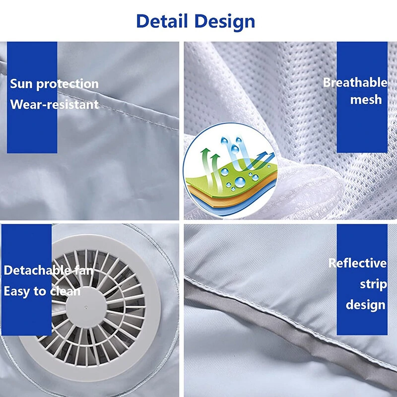 TENGOO Air Conditioning Clothing Vest Three Wind Speeds Heatproof Cooling Clothing USB Charging Sun Protection Continuous Cooling Jacket with Two Fans for Summer High Temperature Outdoor Work — view 7