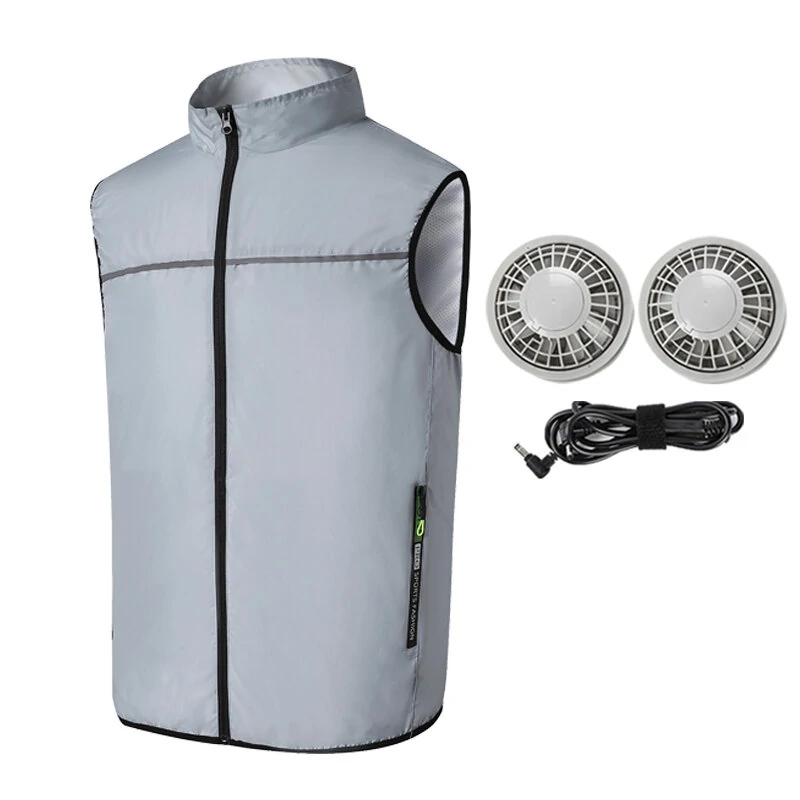 TENGOO Air Conditioning Clothing Vest Three Wind Speeds Heatproof Cooling Clothing USB Charging Sun Protection Continuous Cooling Jacket with Two Fans for Summer High Temperature Outdoor Work — view 9