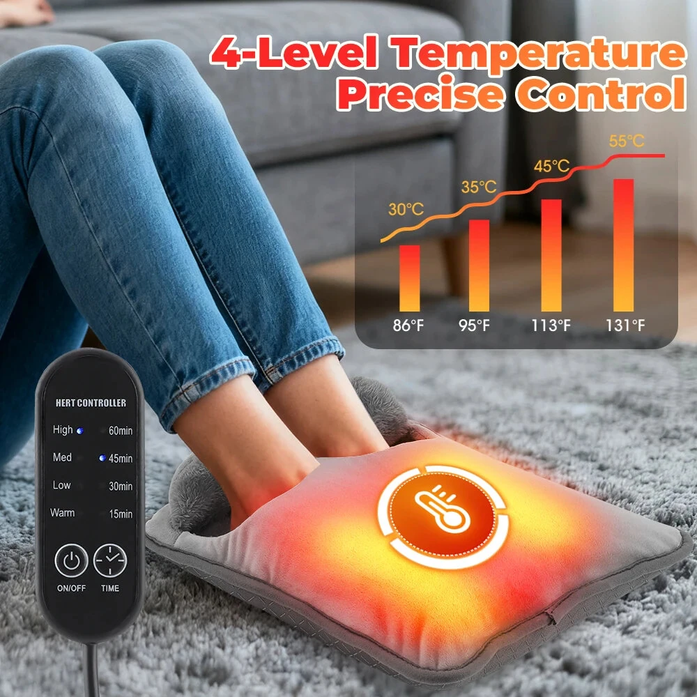 TENGOO Electric Foot Heating Pad USB Charging Portable Fast Heating Winter Foot Warming Mat for Bed Office Winter Use — view 5