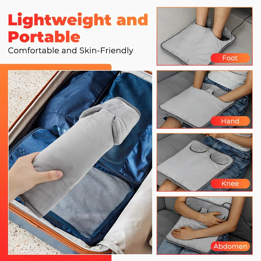 TENGOO Electric Foot Heating Pad USB Charging Portable Fast Heating Winter Foot Warming Mat for Bed Office Winter Use — view 6