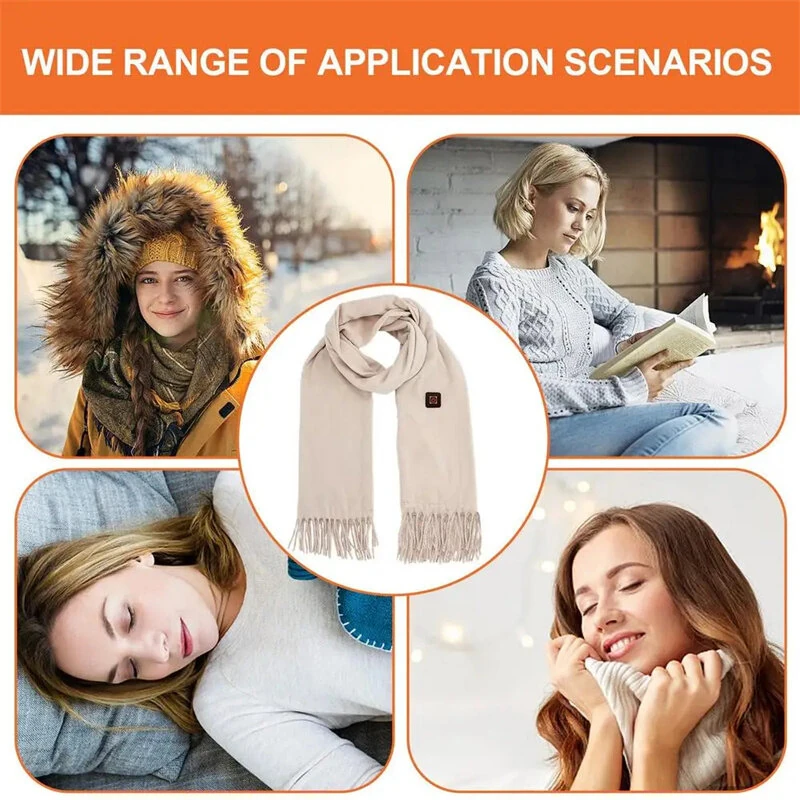 TENGOO Electric Heated Scarf Neck USB Charging Heating Pad 3 Temperature Adjustable Heating Neck Wrap Washable 3s Fast Heating for Men Women — view 10