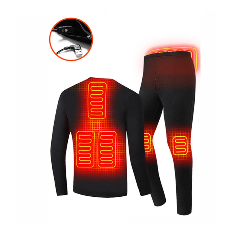 TENGOO HD-01 Heated Underwear Set Winter Heating Thermal Underwear Suit USB Electric Heating Long Johns Fleece Pajamas Skiing Clothes S-5XL — TENGOO
