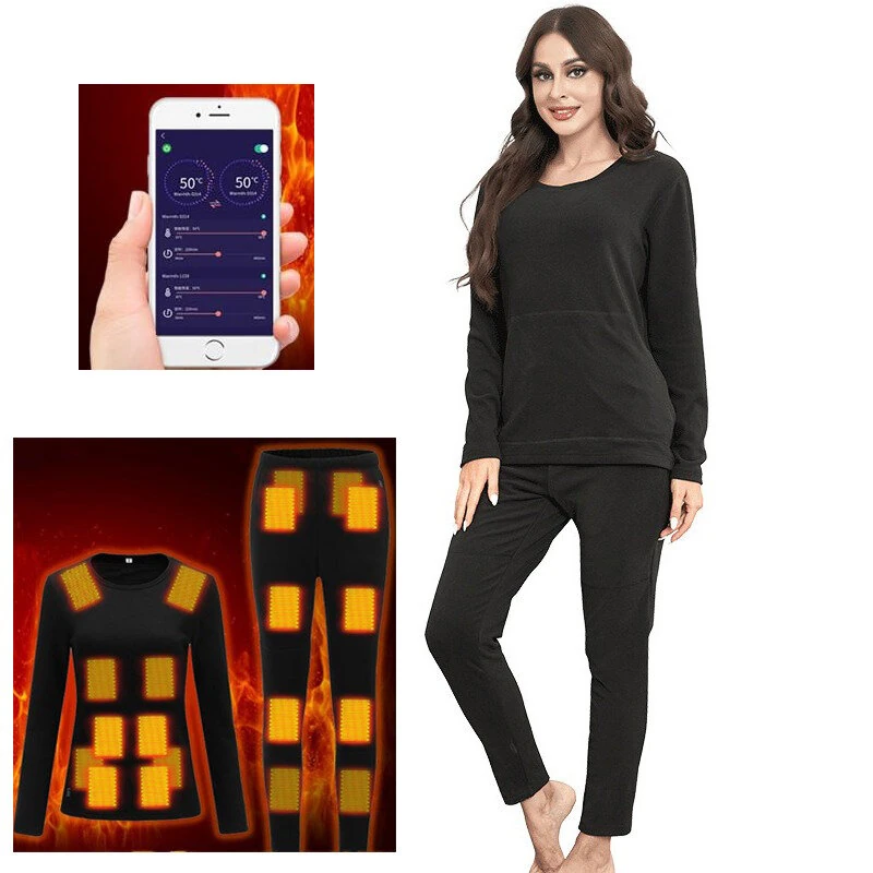 TENGOO HDA-20 Heating Underwear Pant Set Whole Body Heating Temperature APP Control Thermal Long Sleeves Trousers Men Women Heated Suit USB Electric Thermal Underwear for Winter — view 2