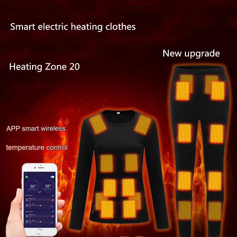 TENGOO HDA-20 Heating Underwear Pant Set Whole Body Heating Temperature APP Control Thermal Long Sleeves Trousers Men Women Heated Suit USB Electric Thermal Underwear for Winter — view 3
