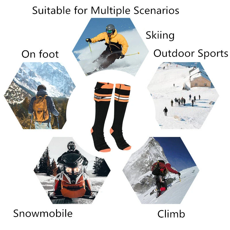 TENGOO Heated Long Socks, Battery Life Up To 65°C, Warm Sports Cotton Socks for Winter Outdoor Sports — view 4