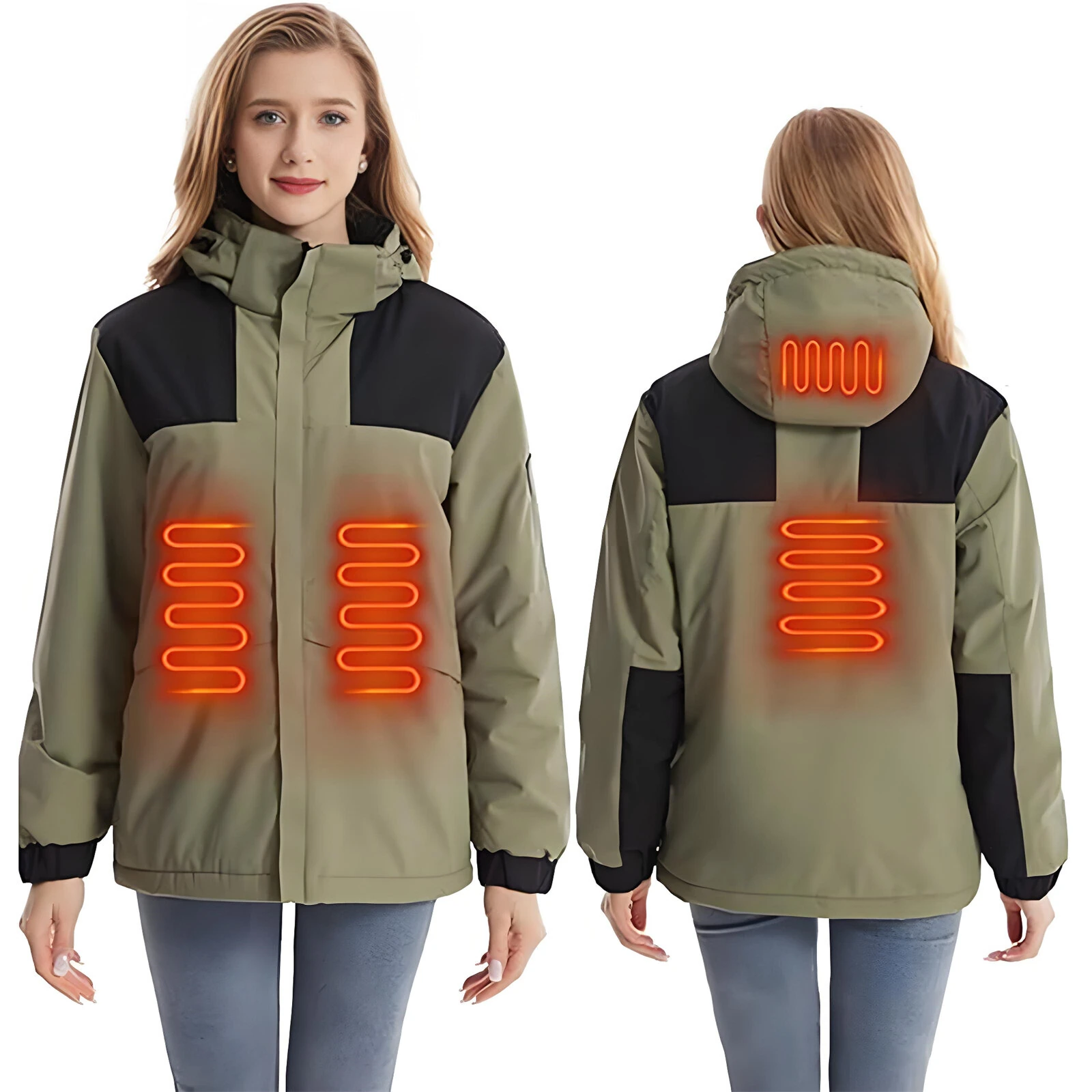 TENGOO HJ-04G 4 Heating Areas Jacket Windbreaker Unisex 3-Gear Thermal High Neck Hooded Coat Windproof Comfy Outerwear for Winter Hiking Outdoor Sport — view 5