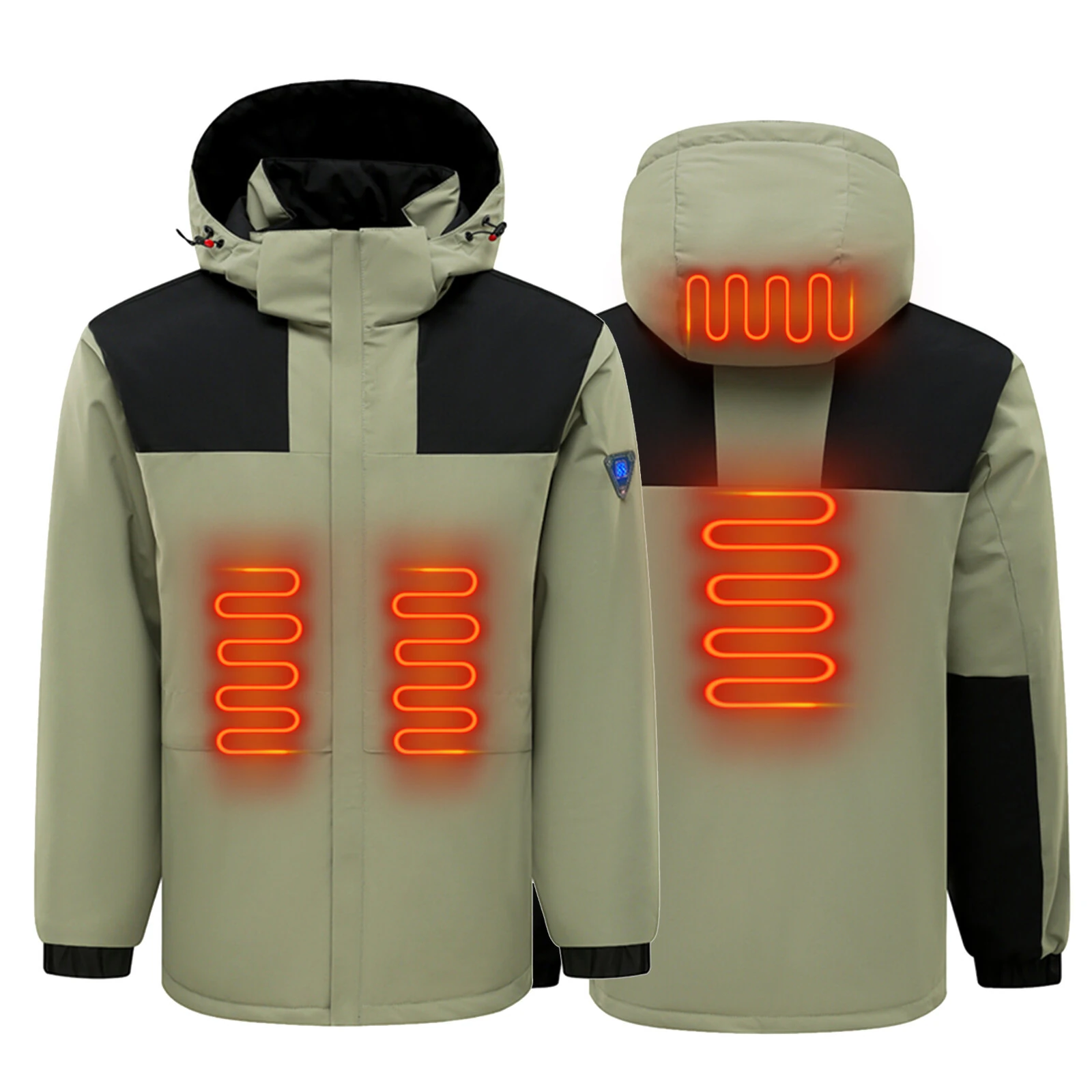 TENGOO HJ-04G 4 Heating Areas Jacket Windbreaker Unisex 3-Gear Thermal High Neck Hooded Coat Windproof Comfy Outerwear for Winter Hiking Outdoor Sport — view 7