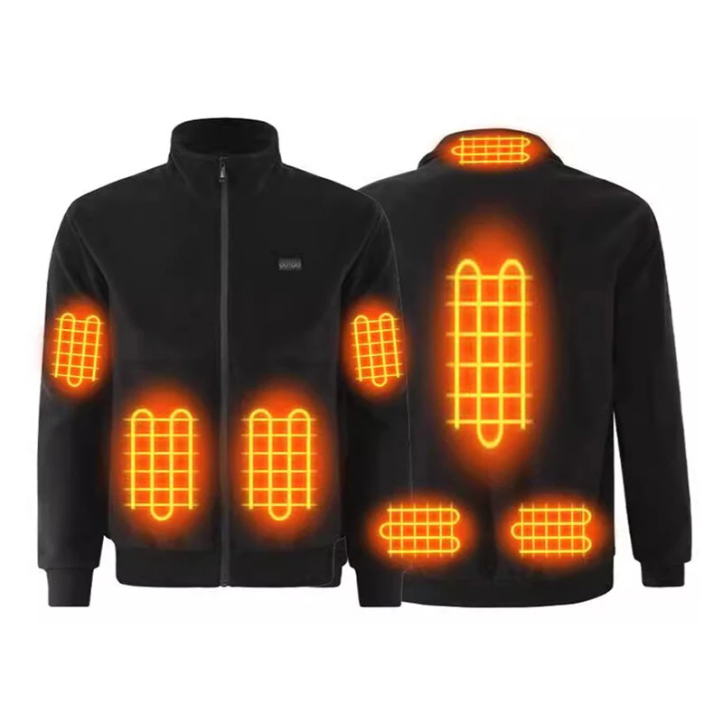 TENGOO HJ-08 Smart Heated Jacket 8 Heating Zones USB Charging Fleece Coat Washable Warm Winter Jacket for Hiking Camping Outdoor Activities