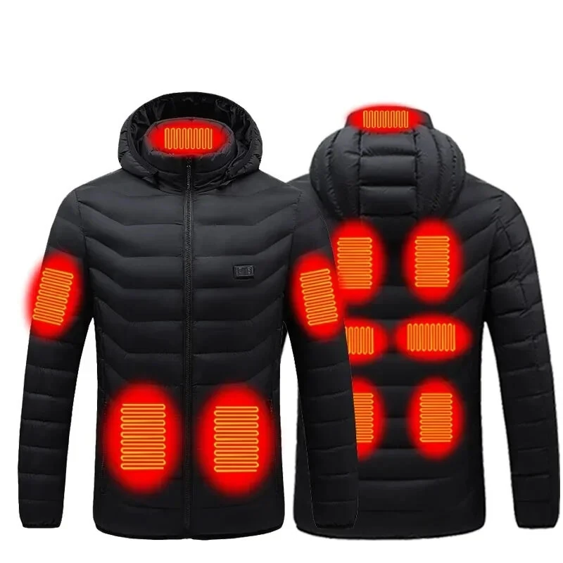 TENGOO HJ-11 Unisex Electric Heated Jacket - 11 Heating Areas,  3-Modes Adjustable, USB Charging, Thermal Hoodie Jacket for Winter Sport Skiing Cycling