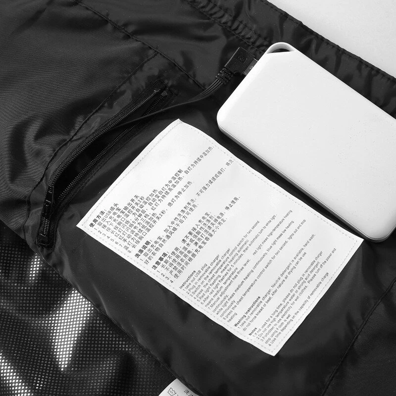 TENGOO HP-15 Uniex Heated Vest- 15 Areas Heating Temperature, with Digital Display, USB & DC Electric Thermal Clothing Winter Warm Vest Outdoor Sports Coat — view 11