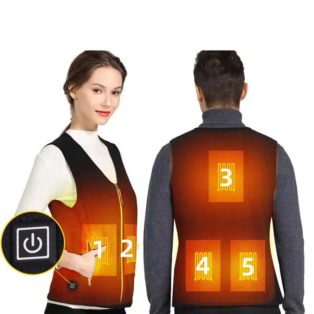 TENGOO HS-05 V-neck Slimming 5 Areas Smart Heating Vest 3 Gear Temperature USB Charging Winter Warmth Cold-proof Waistcoat for Men Women Elderly People